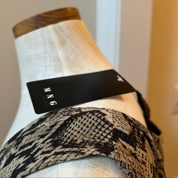 NWT - MNG - Reptile pattern "Sheer" Lined Sleeveless Dress for Day to Evening - Picture 6 of 14